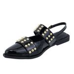 Sapatilha Slingback Rasteira Feminina Bico Fino Detalhe Bolas 184202 Preto