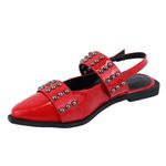 Sapatilha Slingback Rasteira Feminina Bico Fino Detalhe Bolas 184202 Vermelho