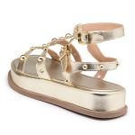 Sandália Flatform Papete Feminina 183070 Napa Ouro Light
