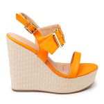 Sandália Feminina Anabela Plataforma 40104 Laranja