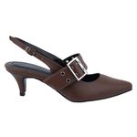 Sapato Social Scarpin Feminino Salto Baixo Napa Cacau 6022