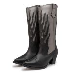 Bota Feminina Western Cano Longo Preta Com Detalhes Onix 23030