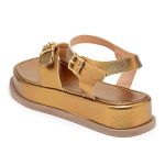 Sandália Flatform Feminina Papete Tiras Fivela 23410 Bronze- Jasmim