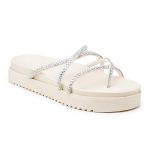 Sandália Papete Feminina Com Sola Alta e Tiras De Strass 199067 Off White