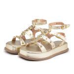 Sandália Flatform Papete Feminina 183070 Napa Ouro Light