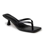 Tamanco Feminino Dedo Salto Kitten Heels 5410 Croco Preto