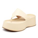 Sandália Tamanco Flat Plataforma Salto Alto 5100 Napa Off White