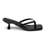 Tamanco Feminino Dedo Salto Kitten Heels 5410 Croco Preto