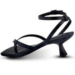 Sandáilia Feminina De Dedo Salto Baixo Fino 5412 Croco Preto