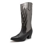 Bota Feminina Western Cano Longo Preta Com Detalhes Onix 23030