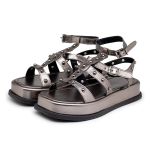 Sandália Flatform Papete Feminina 183070 Napa Prata Velho