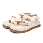 Sandália Flatform Feminina Papete Tira Fivela 23411 Off White