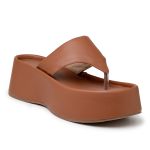Sandália Tamanco Flat Plataforma Salto Alto 5100 Napa Caramelo