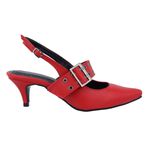 Sapato Social Scarpin Feminino Salto Baixo Napa Vermelho 6022