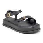 Sandália Flatform Feminina Papete Tiras Fivela 23410 Preta- Jasmim