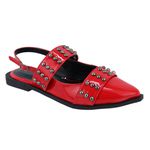 Sapatilha Slingback Rasteira Feminina Bico Fino Detalhe Bolas 184202 Vermelho