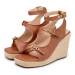 Sandalia Feminina Anabela Plataforma Com Salto Em Juta 190000 Caramelo