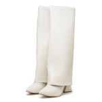 Bota Capa Feminina Off White De Cano Alto 23017