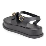 Sandália Flatform Feminina Papete Tiras Fivela 23410 Preta- Jasmim