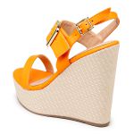 Sandália Feminina Anabela Plataforma 40104 Laranja