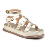 Sandália Flatform Papete Feminina 183070 Napa Ouro Light