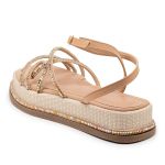 Sandália Feminina Papete Flatform Nude Strass 23412