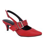 Sapato Social Scarpin Feminino Salto Baixo Napa Vermelho 6022