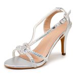 Sandália Feminina Salto Fino Tira Strass 1798 Elegance Prata