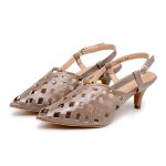 Sandalia Scarpin Salto Baixo Slingback Bico Fino 6033 Verniz Taupe- Margarida