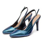 Scarpin Mule De Salto Alto Slingback Electra Azul 6021