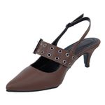 Sapato Social Scarpin Feminino Salto Baixo Napa Cacau 6022