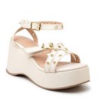 Sandália Feminina Anabela Salto Plataforma Tiras Ilhós 9100 Off White - Dalya