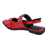 Sapatilha Slingback Rasteira Feminina Bico Fino Detalhe Bolas 184202 Vermelho