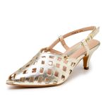 Sandalia Scarpin Salto Baixo Slingback Bico Fino 6033 Ouro Light- Margarida