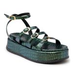 Sandália Papete Flatform Croco Electra Army Tiras com Fivelas 5302- Bromélia