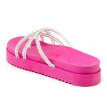 Sandália Papete Feminina Com Sola Alta e Tiras De Strass 199067 Pink