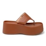 Sandália Tamanco Flat Plataforma Salto Alto 5100 Napa Caramelo