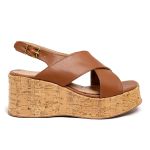 Sandália Feminino Anabela Plataforma Cortiça 5203 Caramelo