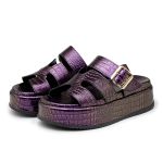 Sandália Feminina Papete Flatform Tira Com Fivela 5301 Electra Roxa