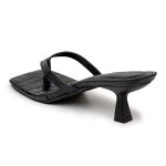 Tamanco Feminino Dedo Salto Kitten Heels 5410 Croco Preto