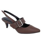 Sapato Social Scarpin Feminino Salto Baixo Napa Cacau 6022