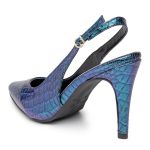 Scarpin Mule De Salto Alto Slingback Electra Azul 6021