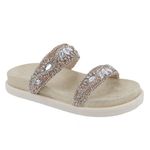 Papete Flat Feminina Em Napa Com Pedraria Nude 199049