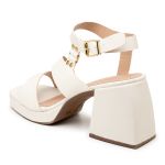 Sandália Feminina Meia Pata Salto Grosso 195009 Off white