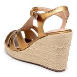 Sandalia Anabela Plataforma Salto Em Corda 190100 Floater Bronze - Rosa