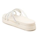Sandália Papete Feminina Com Sola Alta e Tiras De Strass 199067 Off White