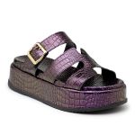 Sandália Feminina Papete Flatform Tira Com Fivela 5301 Electra Roxa