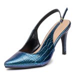 Scarpin Mule De Salto Alto Slingback Electra Azul 6021