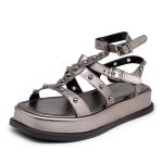 Sandália Flatform Papete Feminina 183070 Napa Prata Velho