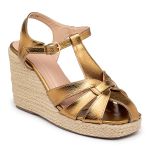 Sandalia Anabela Plataforma Salto Em Corda 190100 Floater Bronze - Rosa